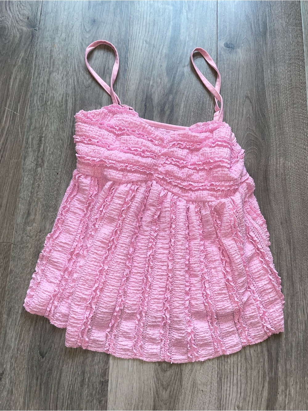 Pink Ruffled Tank Top